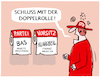 Cartoon: Streit um SPD-Doppelspitze... (small) by markus-grolik tagged spd,parteivorsitz,bas,klingbeil,doppelrolle,finanzminister,vizekanzler,arbeitsministerin,fraktion,wahlen,wahlniederlage,waehler,wahlprogramm,arbeiter,partei