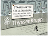 Cartoon: Thyssen Krupp... (small) by markus-grolik tagged thyssen,krupp,sellenabbau,wasserstoff,grüner,stahl,umbau,industrie,schwerindustrie,arbeitsplätze,klima,co2,deutschland,wirtschaft,transformation,duisburg,bochum