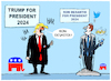 Cartoon: Trumps Herausforderer.... (small) by markus-grolik tagged donald,trump,herausforderer,ron,desantis,republikaner,usa,us,vorwahlkampf,wahlkampf,kandidatur,joe,biden,praesident,twitter,panne,musk