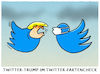 Cartoon: Twittertrump... (small) by markus-grolik tagged kontrolle,fake,luegen,politik,usa,praesident,donald,trump,rechtspopulismus,verachtung,presse,journalismus,botschaften,news,fakten,check,wahrheit,halbwahrheiten,unwahrheit,angriff,macht