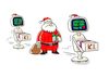 Cartoon: X-Mas-Bots! (small) by markus-grolik tagged nikolaus,ki,künstliche,intelligenz,automatisierung,weihnacht,advent,digital,analog,santa,claus,xmas,geschenke,konsum,paket,paketservice,dhl,online,amazon,last,chrismas,wham,google
