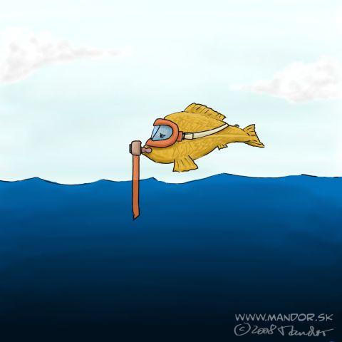 Cartoon: Diving (medium) by Mandor tagged fish,diver,diving