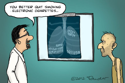 Cartoon: Electronic cigarettes (medium) by Mandor tagged lungs,patient,doctor,cigarette,electronic