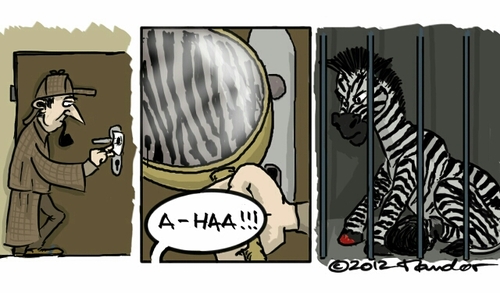Cartoon: Sherlock (medium) by Mandor tagged sherlock,prison,zebra,fingerprint