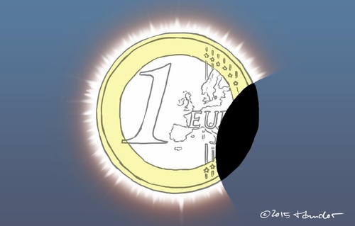 Cartoon: The eclipse of Euro (medium) by Mandor tagged greece,eclipse,euro