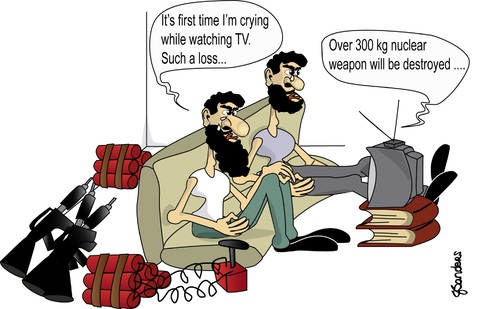 Cartoon: nuclear terrorism (medium) by JSanders tagged nuclear,weapon,terrorism,hague,summit