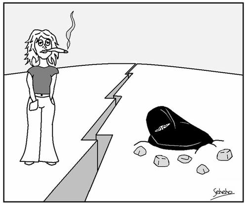 Cartoon: stoned (medium) by Thamalakane tagged oppression,women,stoned