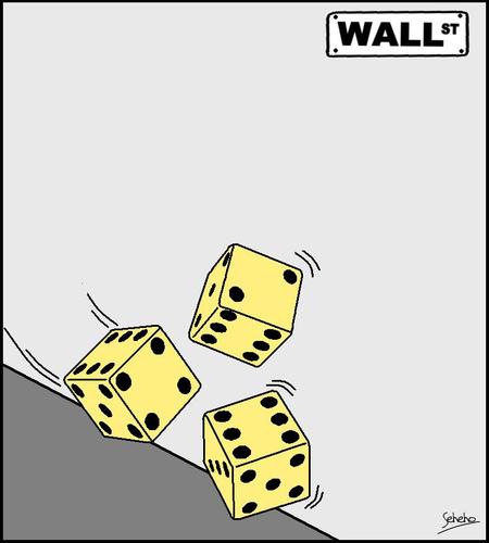 Cartoon: WALL STREET (medium) by Thamalakane tagged wall,street,dice,gambling,global,economy,recession