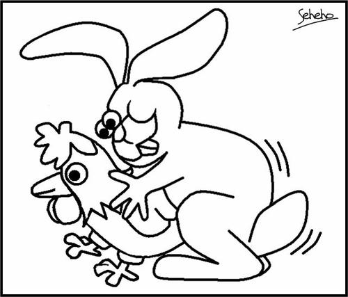 Cartoon: where Easter eggs come from (medium) by Thamalakane tagged easter,bunny,eggs,hen