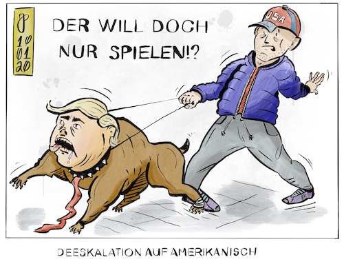 Cartoon: Der will doch nur spielen (medium) by Justen tagged usa,iran,trump,soleimani,usa,iran,trump,soleimani