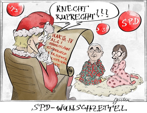 Cartoon: SPD-Wunschzettel (medium) by Justen tagged politik,innenpolitik,cdu,spd,groko,merkel,walter,borjans,esken,parteitag,sozialstaat,weihnachten,politik,innenpolitik,cdu,spd,groko,merkel,walter,borjans,esken,parteitag,sozialstaat,weihnachten