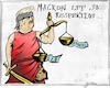 Cartoon: Mit zweierlei Maß gemessen. (small) by Justen tagged trump,macron,nato,justitia,gerechtigkeit,politik,außenpolitik