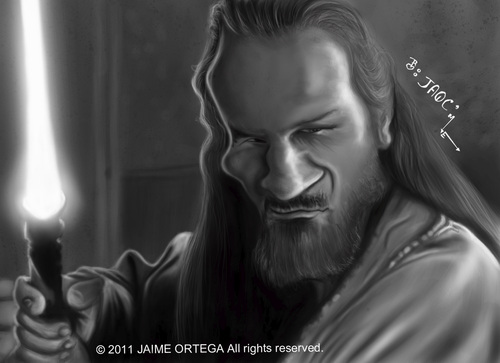 Cartoon: Qui-Gon Jinn  Liam Neeson (medium) by jaime ortega tagged qui,gon,jinn,liam,neeson