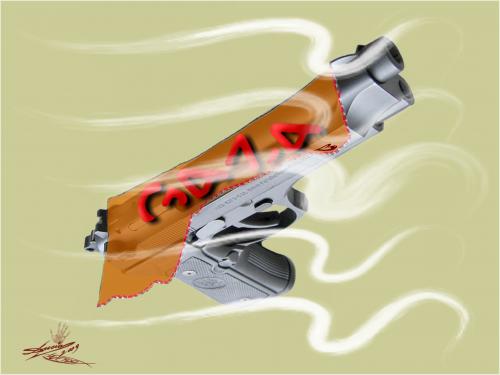 Cartoon: GazaGun out of the sheath (medium) by LuciD tagged lucido