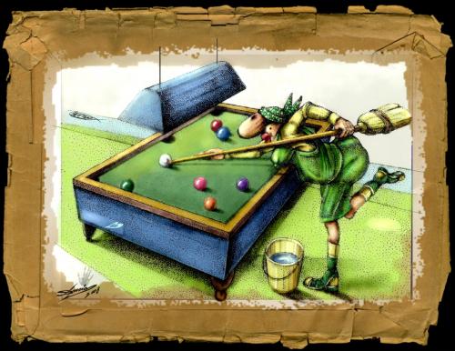 Cartoon: Lady Snooker (medium) by LuciD tagged lucido