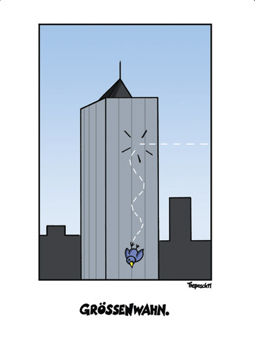 Cartoon: groessenwahn (medium) by Marcus Trepesch tagged cartoon,animals,birds,york,new,eleven,nine,september11