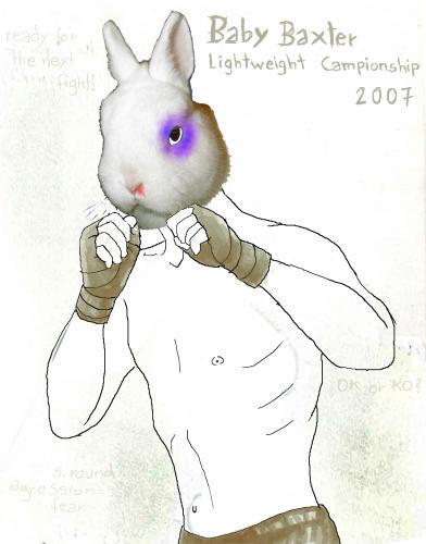 Cartoon: baby baxter (medium) by illustrami tagged rabbit,fighting,boxing,fear,agression,love