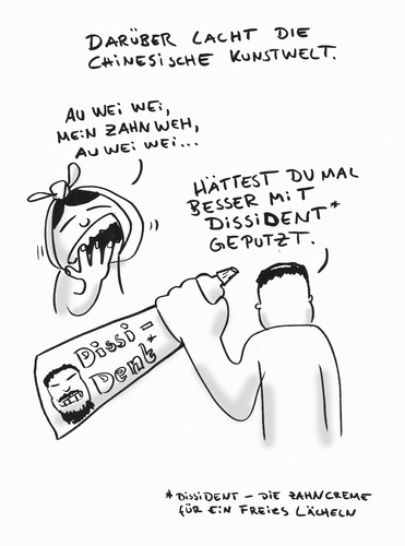 Cartoon: DissiDent für freie Zähne (medium) by Ludwig tagged zähne,freiheit,demokratie,democracy,paste,pain,tooth,weiwei,ai,china