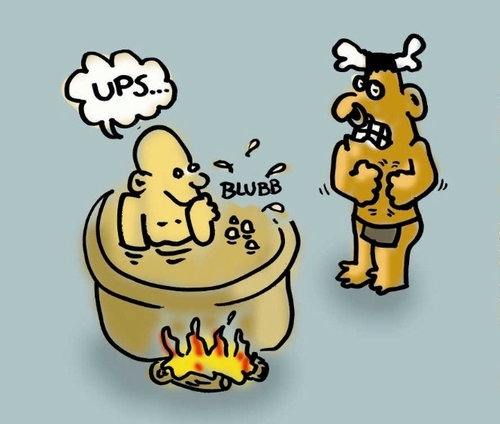 Cartoon: Ins Essen gefurzt (medium) by Ludwig tagged kannibale,essen,furzen,suppe,blähungen