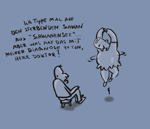 Cartoon: Tanz die Diagnose (medium) by Ludwig tagged schwanensee,sterblich,krankheit,diagnose,arzt,ballet,cancer,death