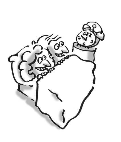 Cartoon: Vorfreude (medium) by Ludwig tagged planung,plan,termin,hochzeitsnacht,geschlechtsverkehr,alter,heirat,hochzeit,ehepaar,ehe,wecker