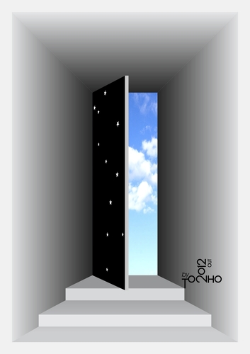 Cartoon: door (medium) by Tonho tagged door,night,day