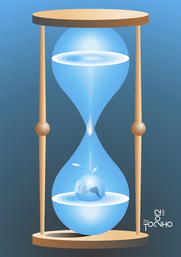 Cartoon: hourglass (medium) by Tonho tagged hourglass,time,water,world