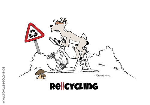 Cartoon: Reh-cycling (medium) by Tommestoons tagged reh,recycling,recyceln,cycling,spinning,jagd,jäger,wald,wiese,wild