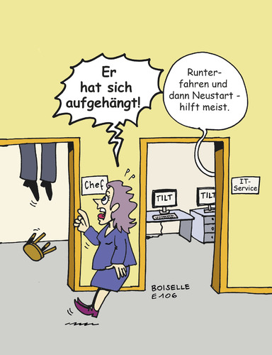 Cartoon: Aufgehängt (medium) by Boiselle tagged steffen,boiselle,wirtschaft,computer,chef,sekretärin,büro,stühl,aufgehängt,erhängt,computerraum,itservice,it,computeranlagen,schreibtisch,büroraum,selbstmord,tot,tod,geschäftsstelle,arbeit,arbeitsunfall,mord,schock,humor,lustig,witzig,steffen,boiselle,wirtschaft,computer,chef,sekretärin,büro,stühl,aufgehängt,erhängt,computerraum,itservice,it,computeranlagen,schreibtisch,büroraum,selbstmord,tot,tod,geschäftsstelle,arbeit,arbeitsunfall,mord,schock,humor,lustig,witzig