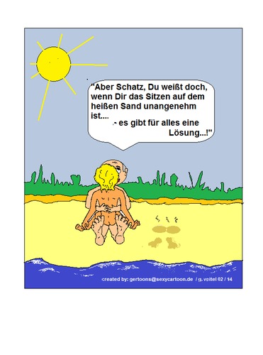 Cartoon: Strandleben (medium) by gert montana tagged gertoons,strandleben,sylt,fkk,strand,badefreuden,meer