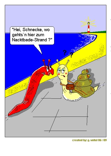 Cartoon: Strandleben (medium) by gert montana tagged strand,sylt,strandgespräch,strandbegegnung,nackt,gertoons,wasser,meer,norden,traumstrand,insel