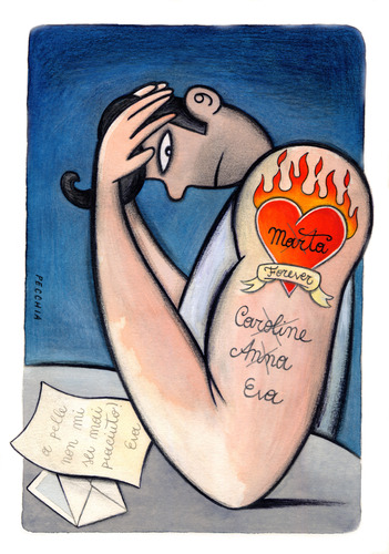 Cartoon: all loves are indelible (medium) by Pecchia tagged pecchia,love,humaou,cartoon