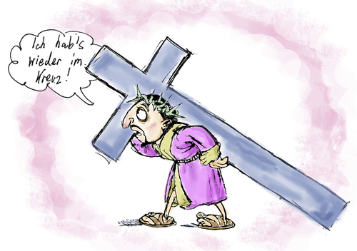 Cartoon: Kreuzbeschwerden (medium) by Simpleton tagged kreuzweg,karfreitag,christus,jesus,christi,kreuzigung