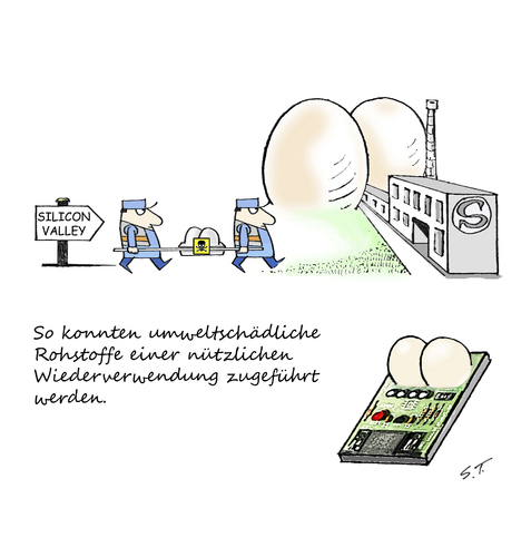 Cartoon: Topmodel-Bestattung (medium) by Simpleton tagged umweltschutz,wertstoffe,recycling,bestattung,begräbnis,busen,implantat,silkon,ideal,beauty,topmodel