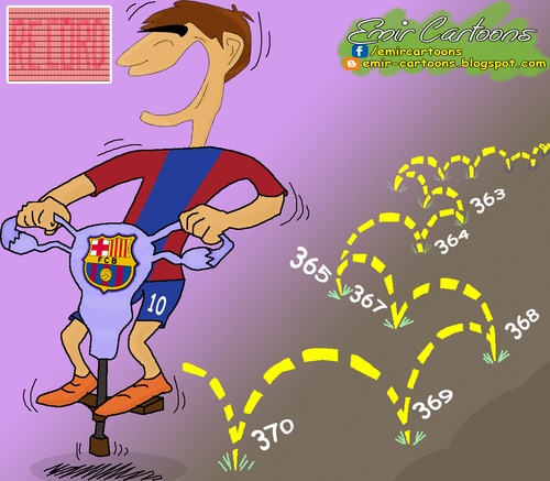 Cartoon: Messi become the best goal score (medium) by emir cartoons tagged football,cartoons,emir,barcelona,score,goal,messi