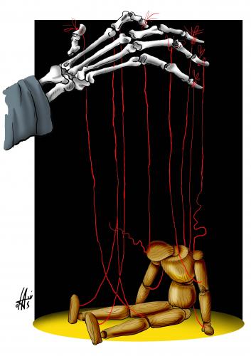 Cartoon: without words (medium) by Nikola Otas tagged marionette
