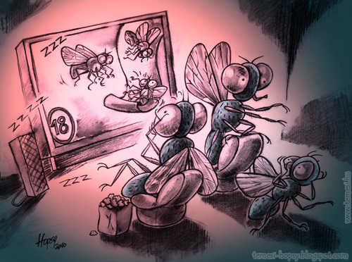 Cartoon: Horror (medium) by hopsy tagged fly,horror,movie