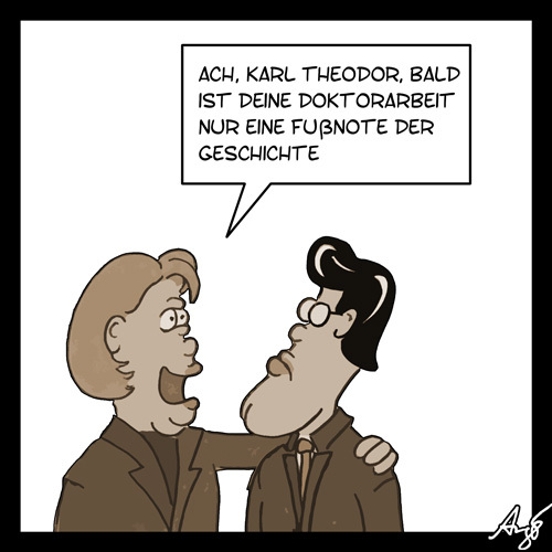 Cartoon: Fussnote (medium) by Anjo tagged guttenberg,fussnote,doktorarbeit,plagiat