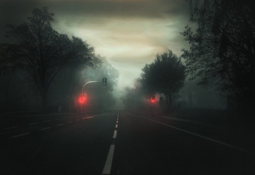 Cartoon: blurry lane (medium) by mistyfields tagged landscape,landschaft,foto,photo,illustration,romatic,spooky,grusel,nacht