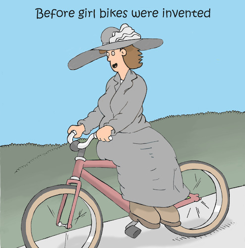 Cartoon: Side Saddle (medium) by creative jones tagged side,saddle,ealy,days,of,bikes,wright,brothers
