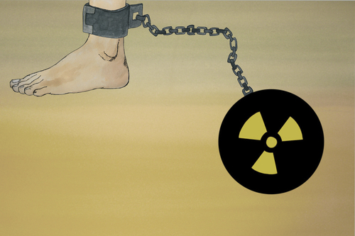 Cartoon: le boulet du nucleaire (medium) by No tagged fukushjima,nuclear,nucleaire