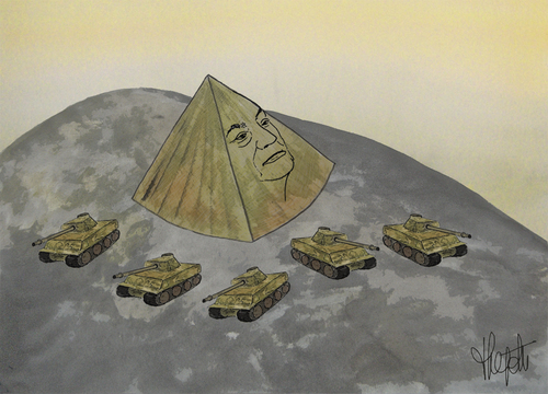 Cartoon: revolution en Egypte (medium) by No tagged mubarak,army,revolution,egypte,moubarak