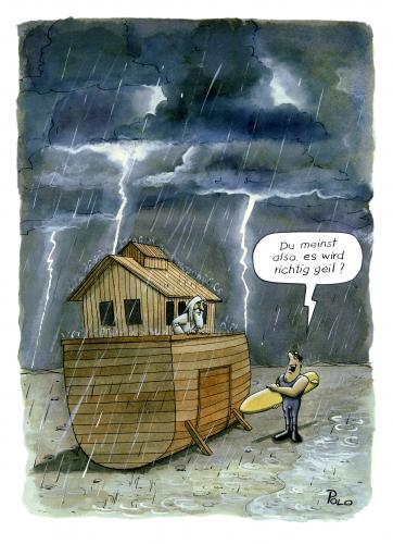 Cartoon: Sintflut (medium) by POLO tagged arche,noah,sintflut,altes,testament,surfen,surfer,sintflut,moses,religion,arche,noah,schiff,regen,gewitter,donnerwetter,wetter,wolkenbruch,sturm,wasser,flut,surfen,surfer,sport,geil,umgangssprache,slang