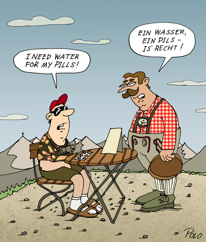 Cartoon: Water for my pills (medium) by POLO tagged bier,wasser,medizin,pillen,bier,wasser,medizin,pillen