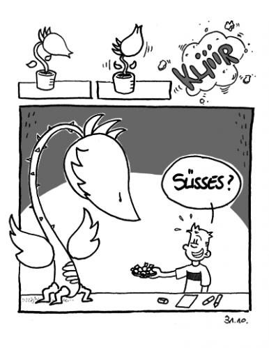Cartoon: Süsses (medium) by gallion tagged süsses,gallion,helloween,pflanze,blume,tagebuch,handschuhfisch,comicstrip