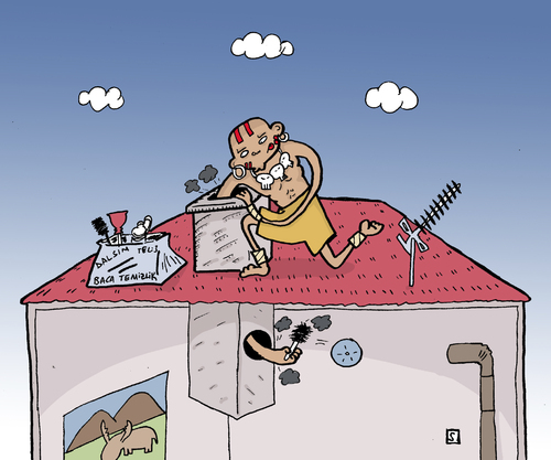 Cartoon: Chimney Sweeper Dhalsim (medium) by Musluk tagged dhalsim,chimney,sweeper