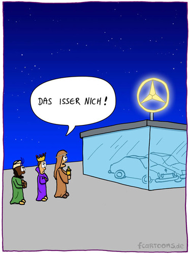 Cartoon: 3 Könige (medium) by Frank Zimmermann tagged weise,könig,weihnachten,stern,mercedes,auto,nacht,himmel