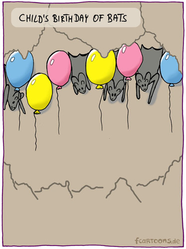 Cartoon: childs birthday (medium) by Frank Zimmermann tagged childs,birthday,bats,balloon,cave