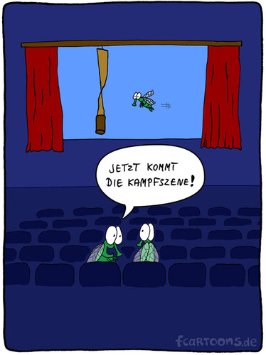 Cartoon: KAMPFSZENE (medium) by Frank Zimmermann tagged kino,fliege,kampf,szene,sessel,cinema
