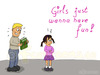 Cartoon: Girls just wanna have fun! (small) by Frank Zimmermann tagged girls,just,wanna,have,fun,mädchen,vater,erziehung,buch,mathe,math,book,teach,sad,pissed,sauer,tochter,eltern,cartoon,fcartoons